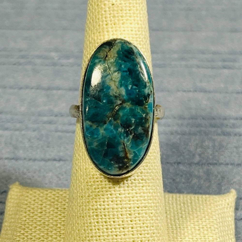 Natural Blue Apatite Gemstone Ring - Size 7 1/2